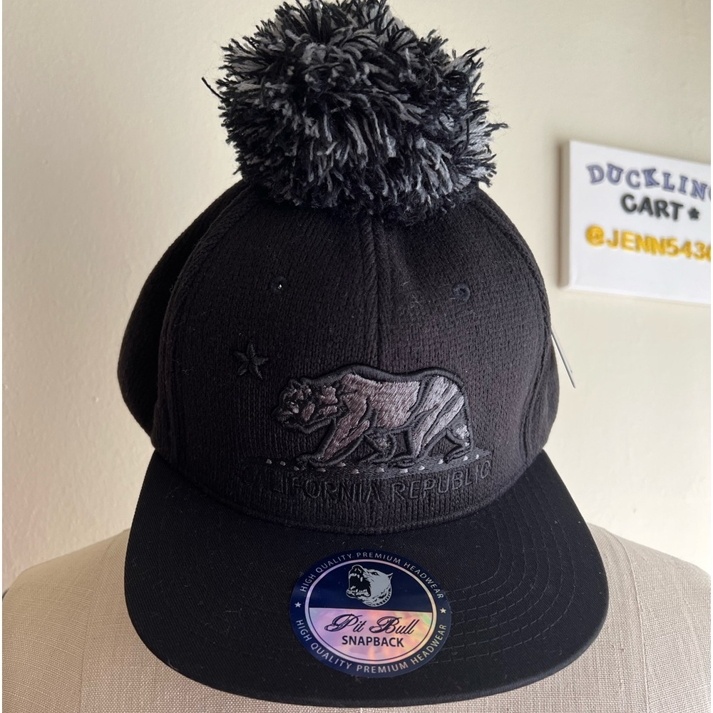 NWT Pit Bull Brand California Republic Snap Back with POM POM